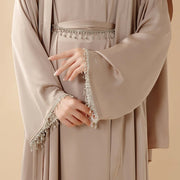 Satin Abaya With Matching Belt Made Of Diamond Tassel (ABA010)