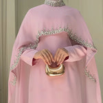 Load image into Gallery viewer, Celestial Rhinestone Abaya with Matching Cape | Luxury 2-Piece Evening Abaya Dress (AA251)
