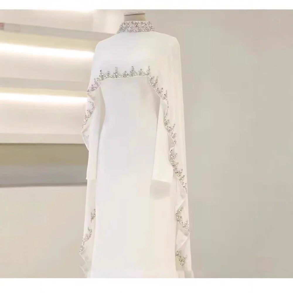 Celestial Rhinestone Abaya with Matching Cape | Luxury 2-Piece Evening Abaya Dress (AA251)