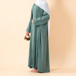Load image into Gallery viewer, Elegant Pleated Georgette Maxi Dress Abaya | Long Sleeve Modest Dress with Hidden Pockets (AA254)
