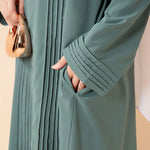 Load image into Gallery viewer, Elegant Pleated Georgette Maxi Dress Abaya | Long Sleeve Modest Dress with Hidden Pockets (AA254)
