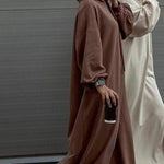 Load image into Gallery viewer, Hooded Sweatshirt Abaya | Hoodie Abaya With Pockets (AA125)
