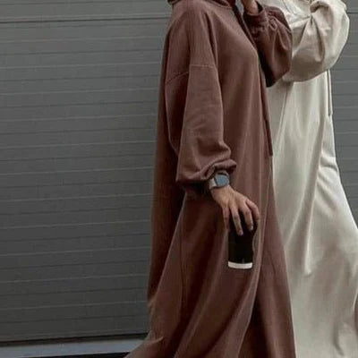 Hooded Sweatshirt Abaya | Hoodie Abaya With Pockets (AA125)