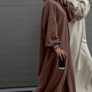 Hooded Sweatshirt Abaya | Hoodie Abaya With Pockets (AA125)