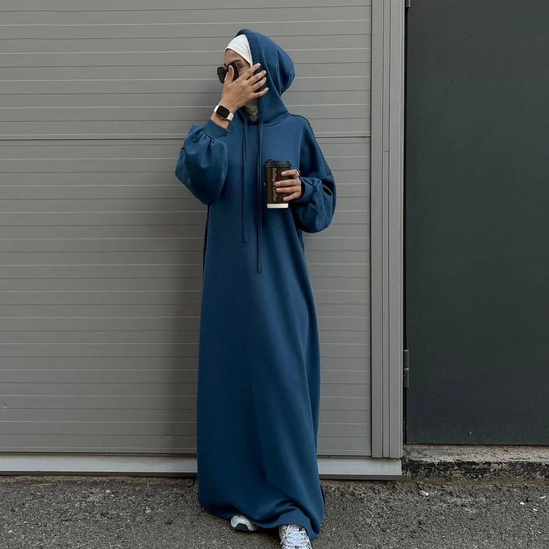 Hooded Sweatshirt Abaya | Hoodie Abaya With Pockets (AA125)