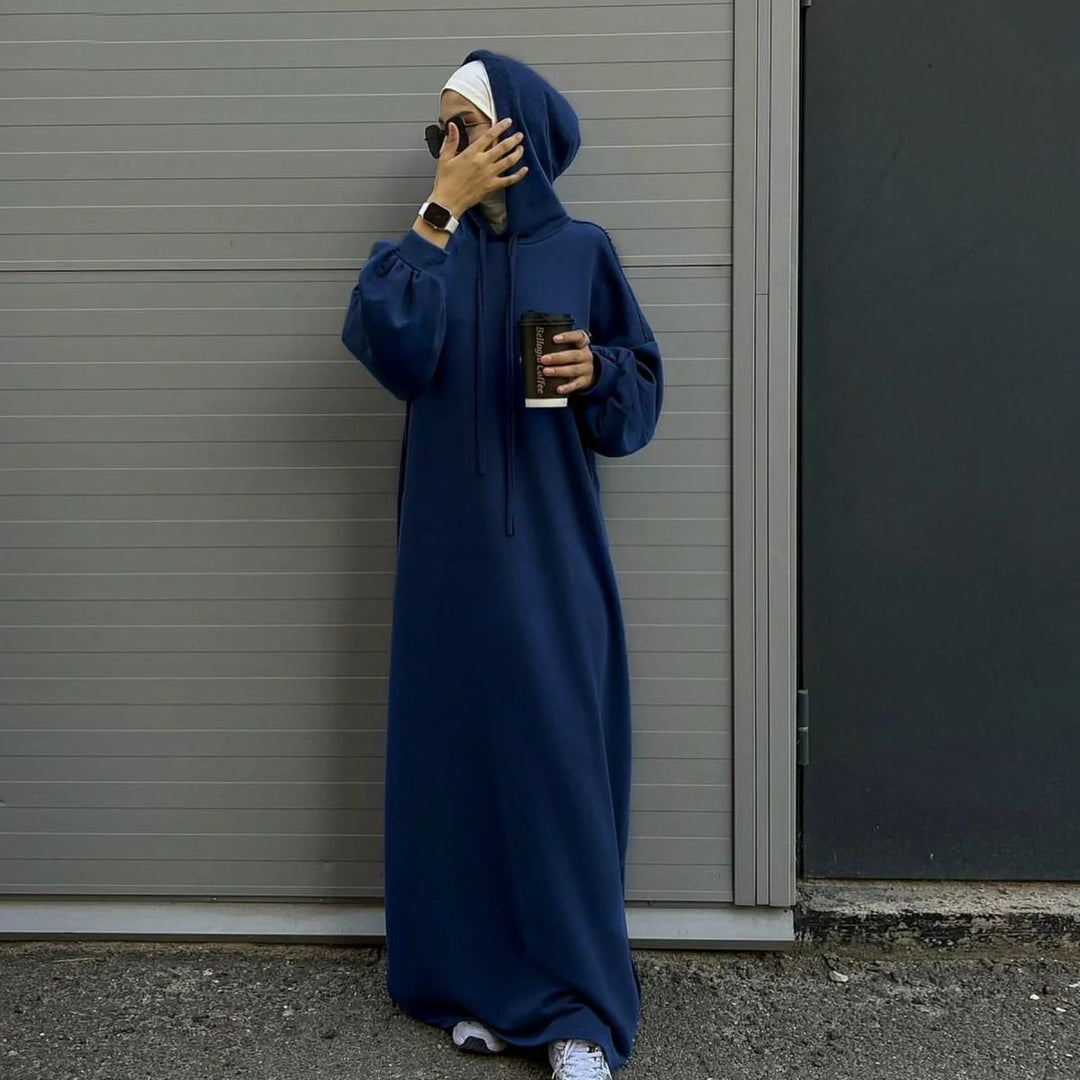Hooded Sweatshirt Abaya | Hoodie Abaya With Pockets (AA125)