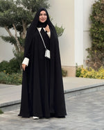 Load image into Gallery viewer, Irani Rida (Without Sleeves) - Firdaus Matte Finish Pure Black Fabric
