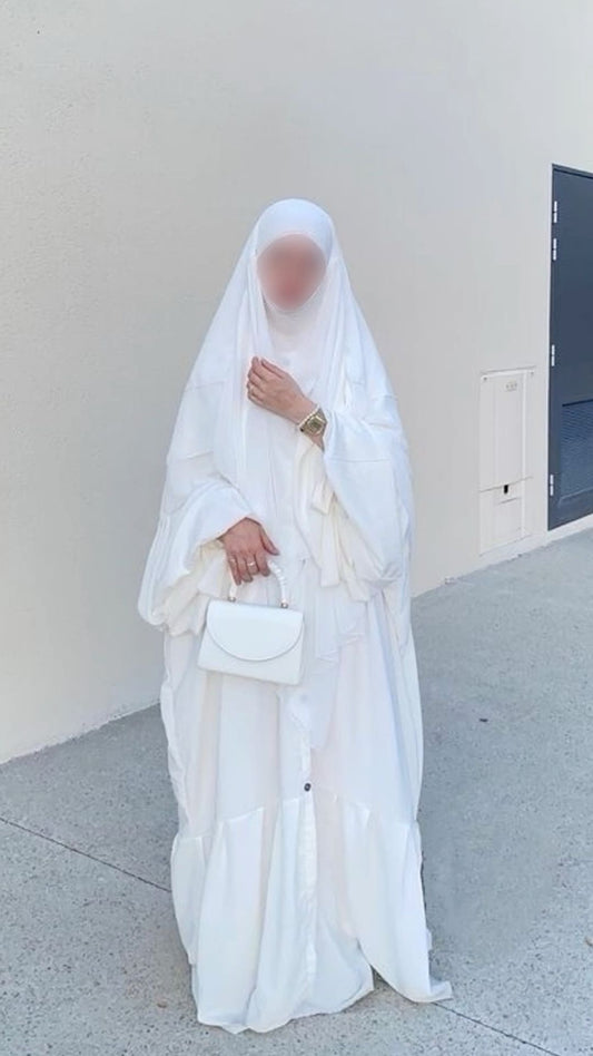 Umrah Special White Abaya & Khimar Set