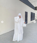 Load image into Gallery viewer, Umrah Special White Abaya &amp; Khimar Set
