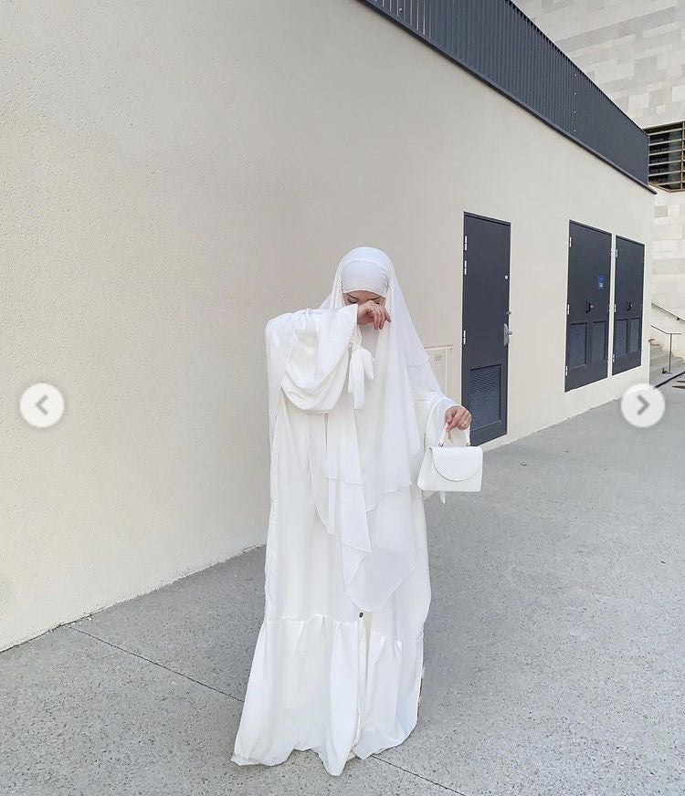 Umrah Special White Abaya & Khimar Set