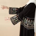 Load image into Gallery viewer, Floral Embroidered Crepe Open Abaya (ABA128)
