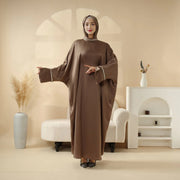 Kaftan Batwing Sleeve Luxury Satin Diamond Abaya 2-Piece Set (AA121)