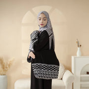 Palestinian Keffiyeh-Inspired Abaya with Matching Crossbody Bag (AB131)