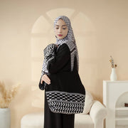 Palestinian Keffiyeh-Inspired Abaya with Matching Crossbody Bag (AB131)