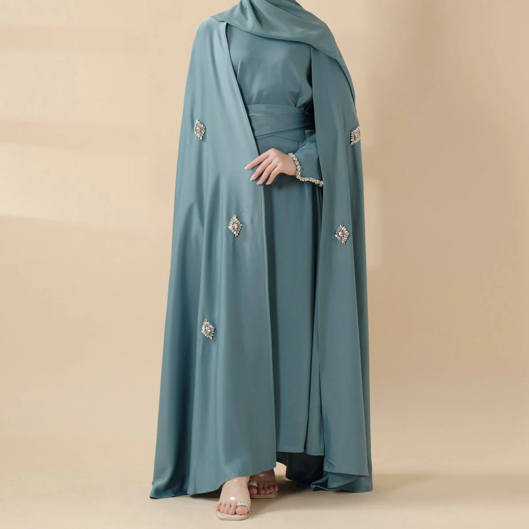 Cape Abaya, Haute Couture Heavy Rhinestone Abaya (ABA067)