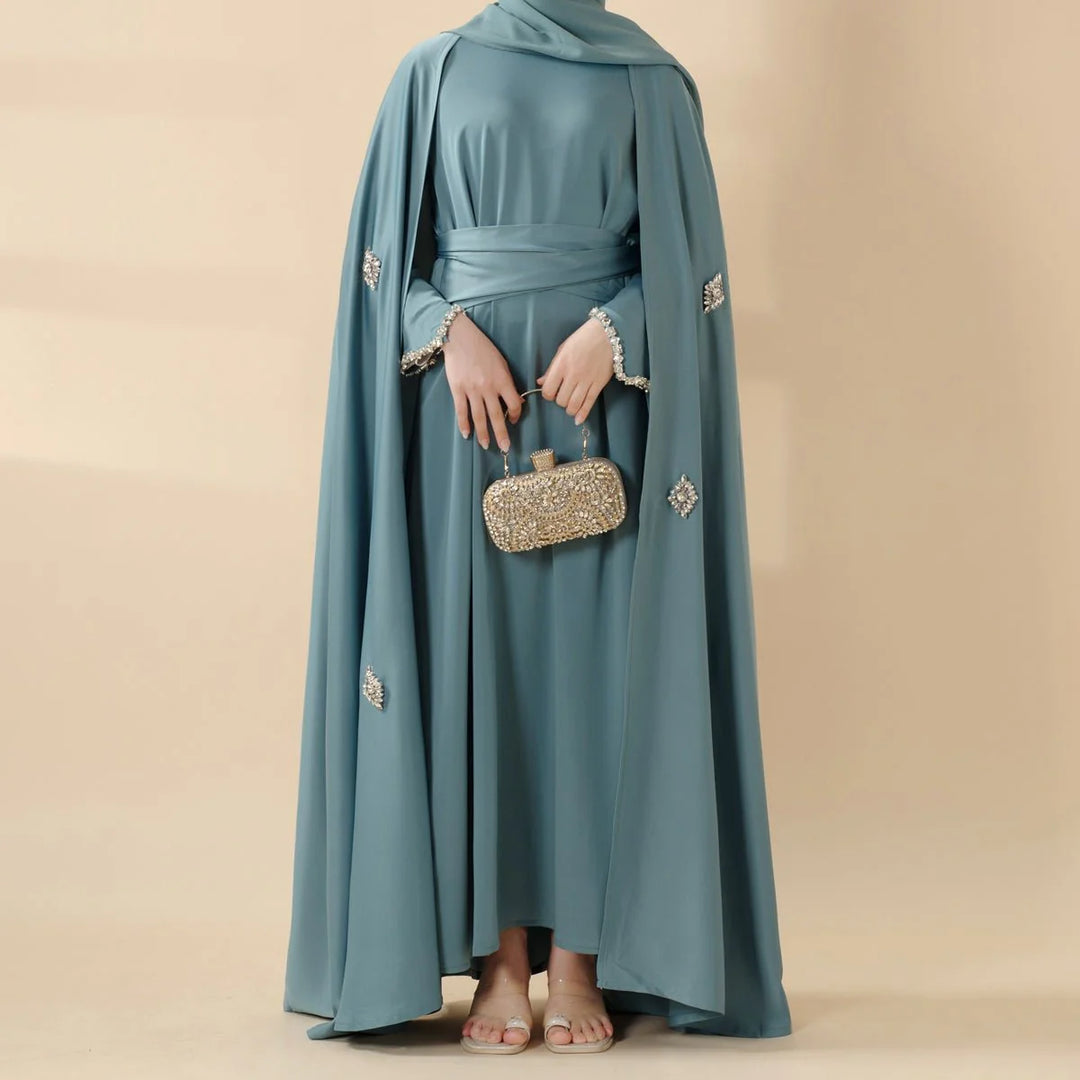 Cape Abaya, Haute Couture Heavy Rhinestone Abaya (ABA067)