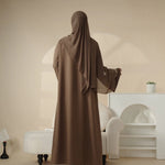 Load image into Gallery viewer, Olive Branch Embroidered Linen Abaya Set With Matching Belt &amp; Hijab (ABA037)
