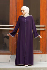 Load image into Gallery viewer, Saira Zipper Abaya With Beautiful Sleeve